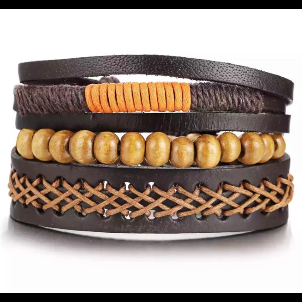 Pentagram Multiple Layers Leather Bracelets - image 2
